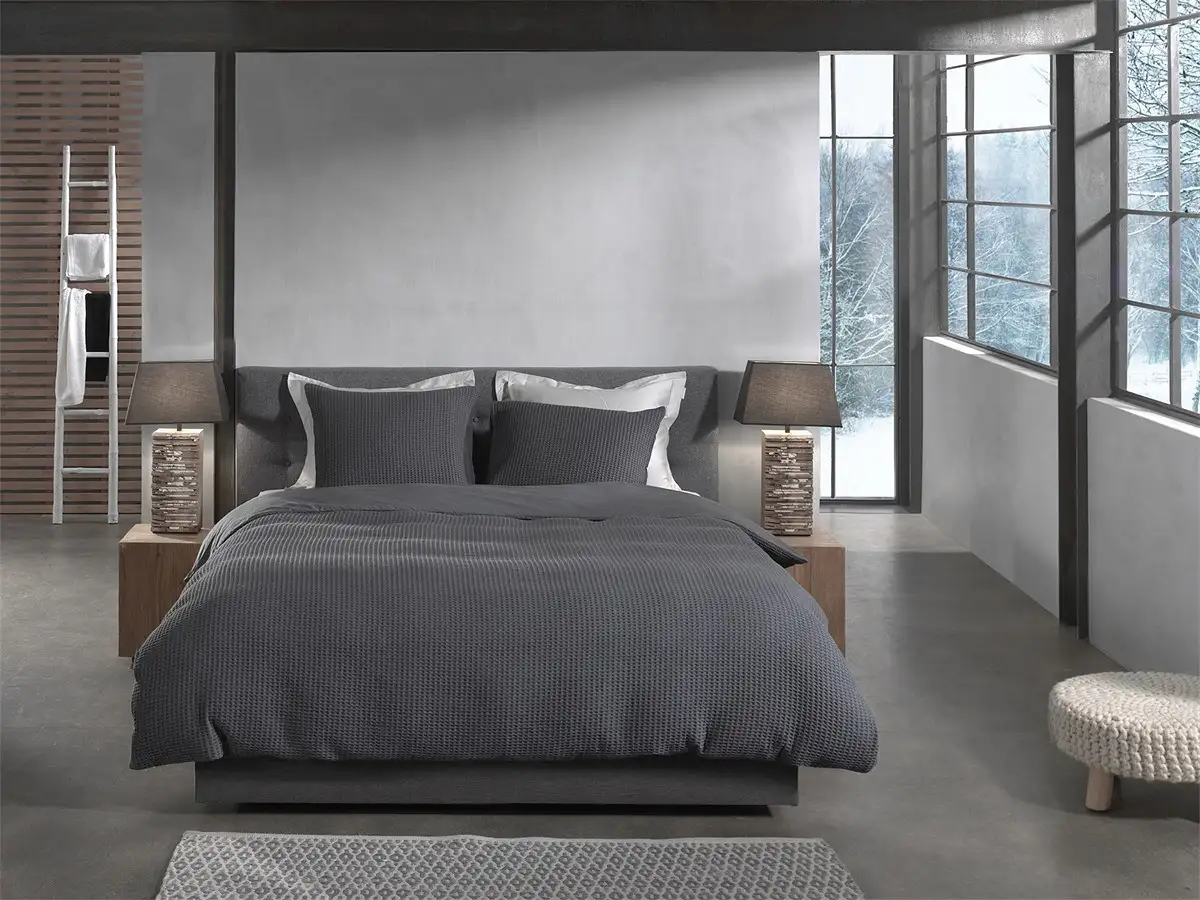 Heckett Lane dekbedovertrek Vafala steel grey - 2-persoons 200x200/220cm + 2 slopen - Afbeelding 3