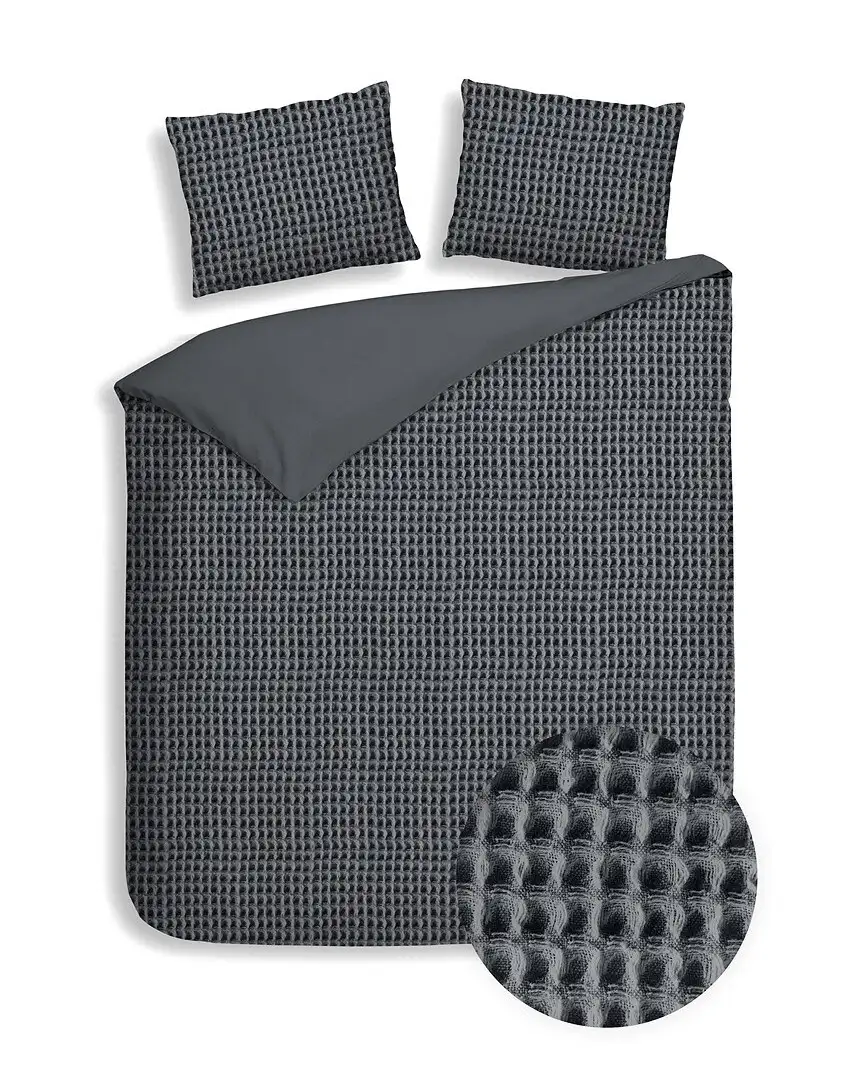 Heckett Lane dekbedovertrek Vafala steel grey - 2-persoons 200x200/220cm + 2 slopen - Afbeelding 5