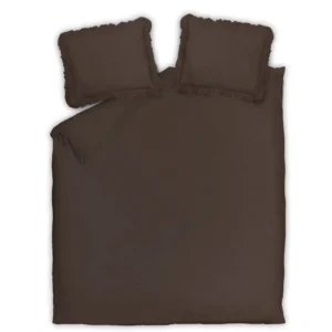Vandyck dekbedovertrek Pure 83 percale ruffle dark truffle - lits-jumeaux 240x200/220 + 2 slopen